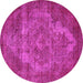 Round Oriental Pink Industrial Rug, urb571pnk