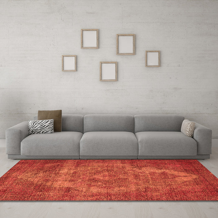 Machine Washable Oriental Orange Industrial Area Rugs in a Living Room, wshurb571org