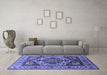 Machine Washable Oriental Blue Industrial Rug in a Living Room, wshurb572blu