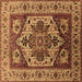 Square Machine Washable Oriental Brown Industrial Rug, wshurb572brn