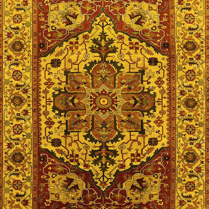 Machine Washable Oriental Yellow Industrial Rug, wshurb572yw
