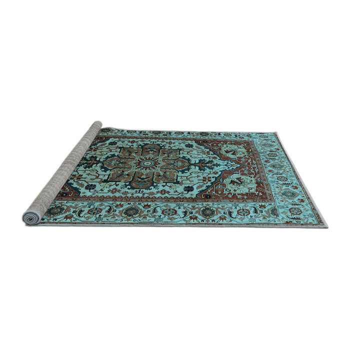 Sideview of Machine Washable Oriental Light Blue Industrial Rug, wshurb572lblu