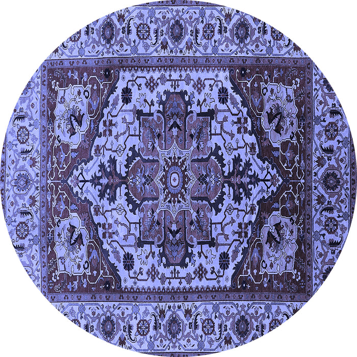Round Oriental Blue Industrial Rug, urb572blu