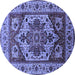 Round Oriental Blue Industrial Rug, urb572blu