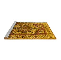 Sideview of Machine Washable Oriental Yellow Industrial Rug, wshurb572yw
