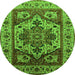 Round Oriental Green Industrial Rug, urb572grn