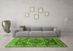 Machine Washable Oriental Green Industrial Area Rugs in a Living Room,, wshurb572grn