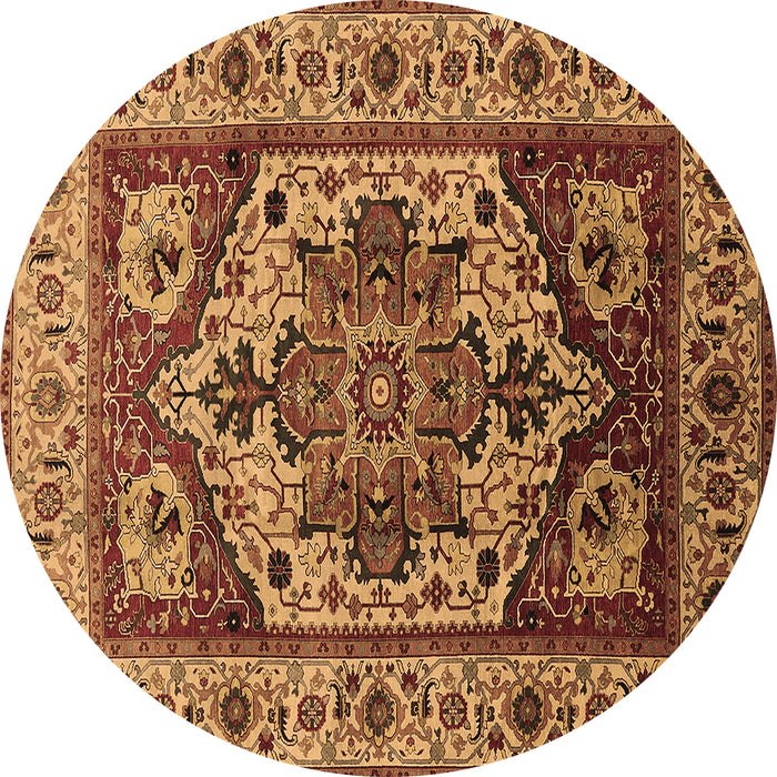 Round Machine Washable Oriental Brown Industrial Rug, wshurb572brn