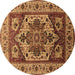 Round Machine Washable Oriental Brown Industrial Rug, wshurb572brn