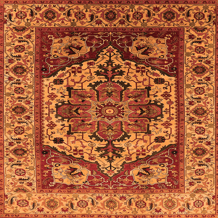 Square Machine Washable Oriental Orange Industrial Area Rugs, wshurb572org