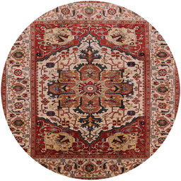 Round Mid-Century Modern Red Oriental Rug, urb572