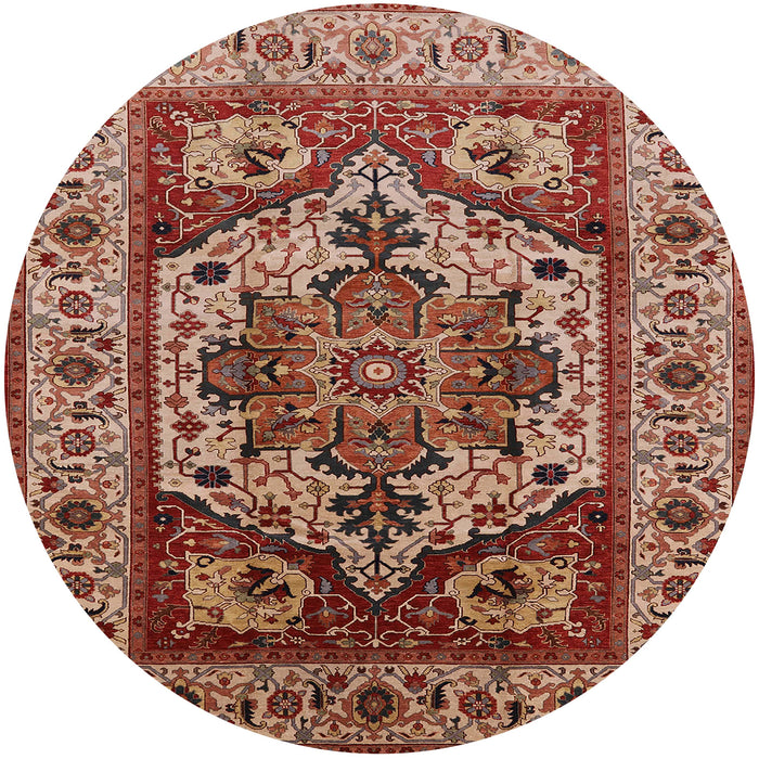 Round Mid-Century Modern Red Oriental Rug, urb572