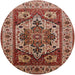 Round Mid-Century Modern Red Oriental Rug, urb572