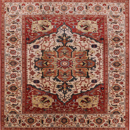 Square Mid-Century Modern Red Oriental Rug, urb572