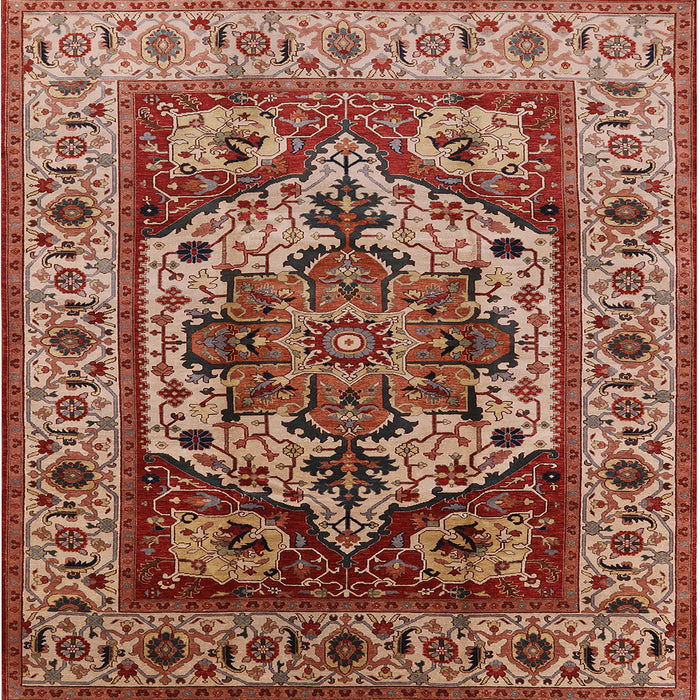 Square Mid-Century Modern Red Oriental Rug, urb572
