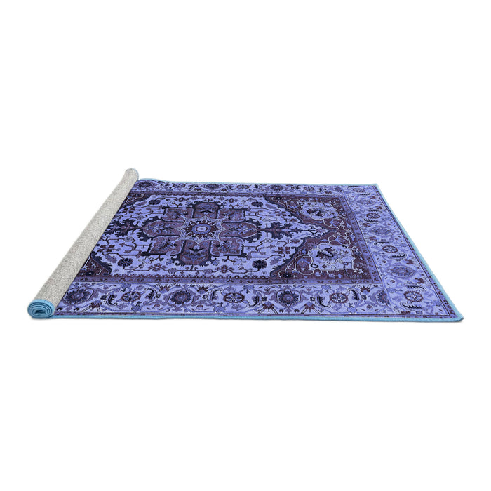 Sideview of Machine Washable Oriental Blue Industrial Rug, wshurb572blu