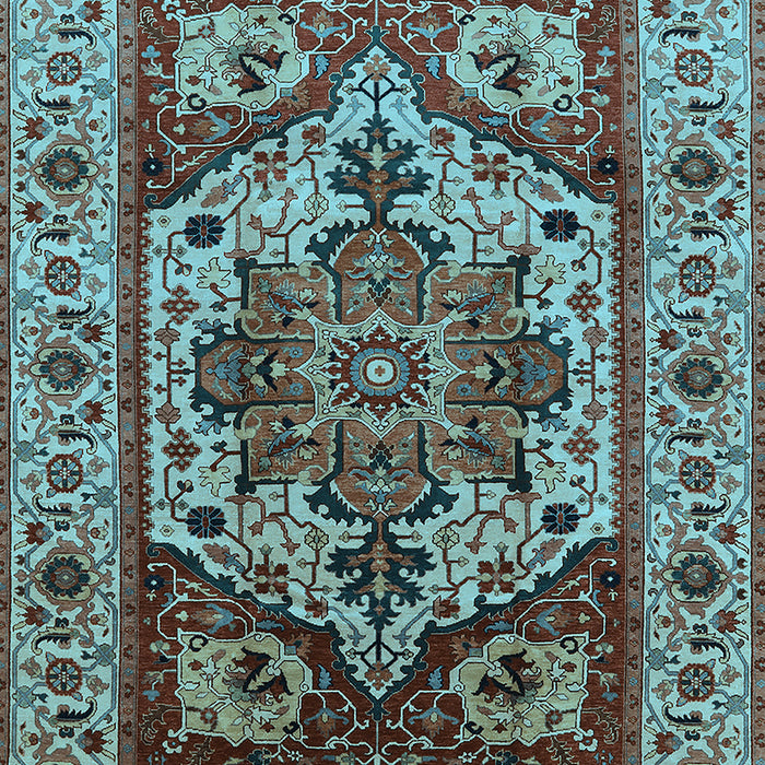 Machine Washable Oriental Light Blue Industrial Rug, wshurb572lblu