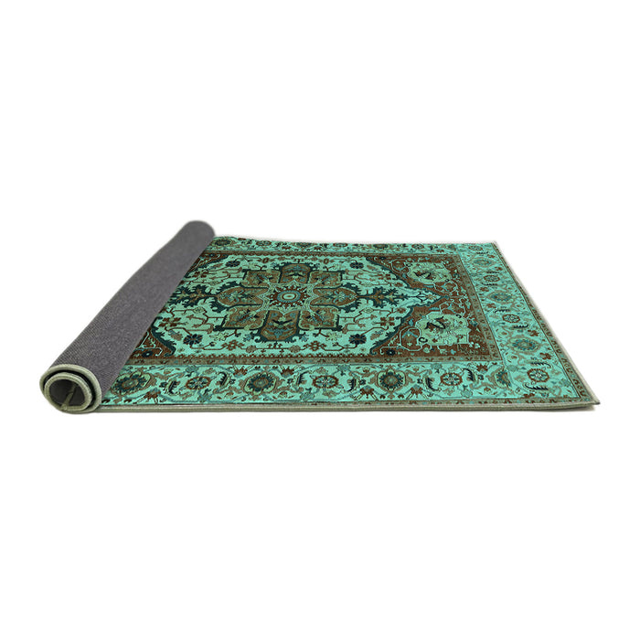 Sideview of Oriental Turquoise Industrial Rug, urb572turq