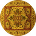 Round Oriental Yellow Industrial Rug, urb572yw