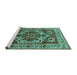 Sideview of Machine Washable Oriental Turquoise Industrial Area Rugs, wshurb572turq