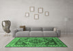 Machine Washable Oriental Emerald Green Industrial Area Rugs in a Living Room,, wshurb572emgrn