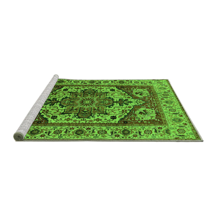 Sideview of Machine Washable Oriental Green Industrial Area Rugs, wshurb572grn