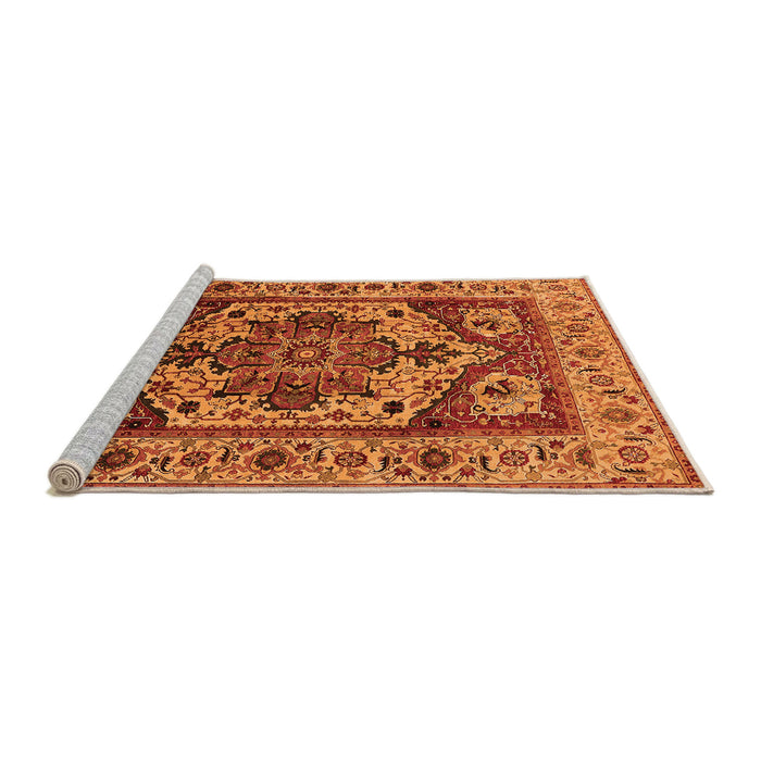 Sideview of Machine Washable Oriental Orange Industrial Area Rugs, wshurb572org