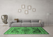 Machine Washable Oriental Emerald Green Industrial Area Rugs in a Living Room,, wshurb573emgrn