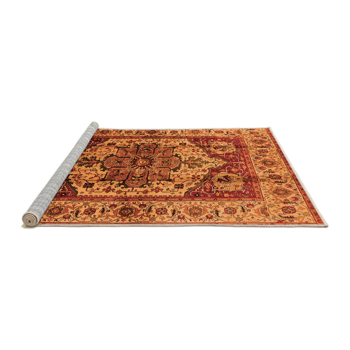 Sideview of Machine Washable Oriental Orange Industrial Area Rugs, wshurb573org
