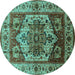 Round Oriental Turquoise Industrial Rug, urb573turq