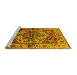 Sideview of Machine Washable Oriental Yellow Industrial Rug, wshurb573yw