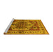 Sideview of Machine Washable Oriental Yellow Industrial Rug, wshurb573yw