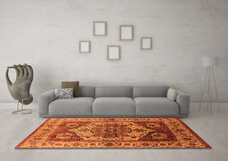 Machine Washable Oriental Orange Industrial Area Rugs in a Living Room, wshurb573org