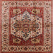 Square Mid-Century Modern Red Oriental Rug, urb573