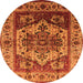 Round Machine Washable Oriental Orange Industrial Area Rugs, wshurb573org