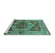 Sideview of Machine Washable Oriental Turquoise Industrial Area Rugs, wshurb573turq