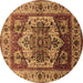 Round Machine Washable Oriental Brown Industrial Rug, wshurb573brn