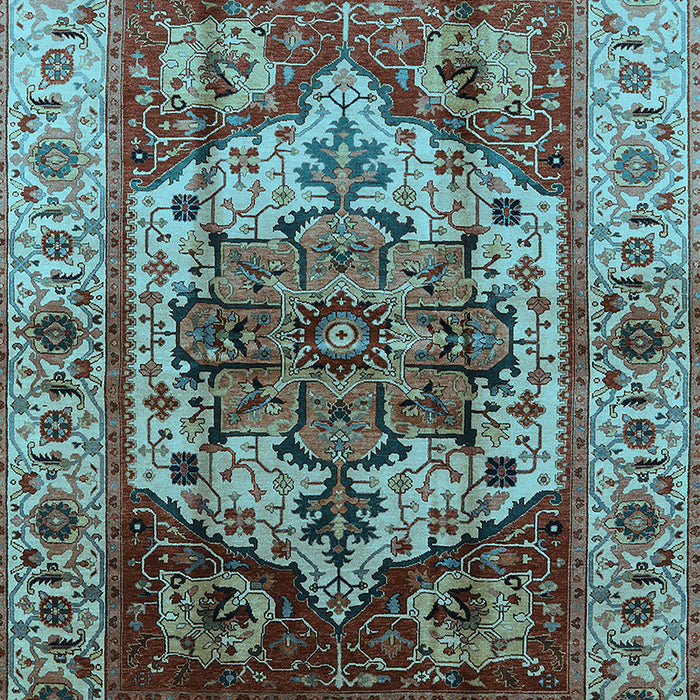Machine Washable Oriental Light Blue Industrial Rug, wshurb573lblu