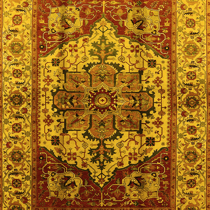 Machine Washable Oriental Yellow Industrial Rug, wshurb573yw
