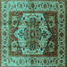 Square Oriental Turquoise Industrial Rug, urb573turq