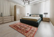 Mid-Century Modern Red Oriental Rug in a Bedroom, urb573