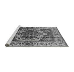 Sideview of Machine Washable Oriental Gray Industrial Rug, wshurb573gry