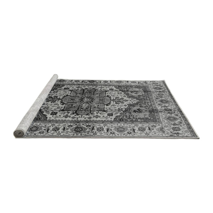 Sideview of Machine Washable Oriental Gray Industrial Rug, wshurb573gry
