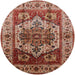 Round Mid-Century Modern Red Oriental Rug, urb573