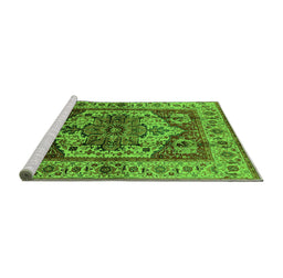 Sideview of Machine Washable Oriental Green Industrial Area Rugs, wshurb573grn
