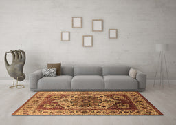 Machine Washable Oriental Brown Industrial Rug in a Living Room,, wshurb573brn