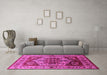 Machine Washable Oriental Pink Industrial Rug in a Living Room, wshurb573pnk