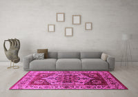 Machine Washable Oriental Pink Industrial Rug, wshurb573pnk