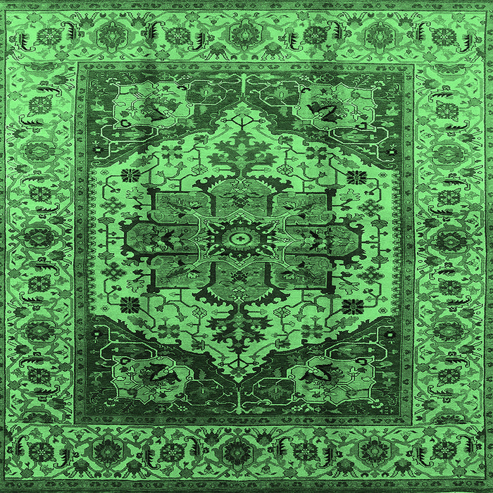 Square Oriental Emerald Green Industrial Rug, urb573emgrn