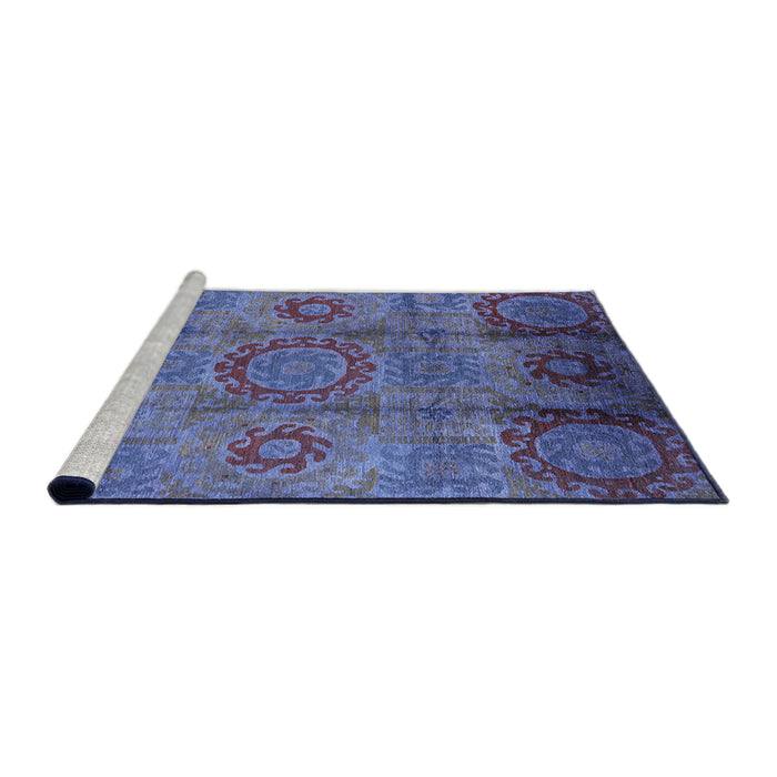Sideview of Machine Washable Industrial Modern Blue Rug, wshurb574
